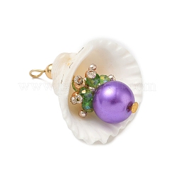 Pendentifs en coquillage naturel et verre rond&nbsp;PALLOY-MZ00912-02
