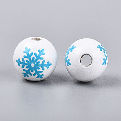 Perles de bois schima peintes à la bombe de Noël&nbsp;WOOD-T032-35G