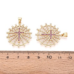 Pendentifs avec zircon cubiques à micro-pavés en laiton&nbsp;KK-T080-37G