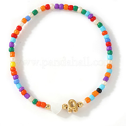 Bracelets extensibles en perles de verre rondes et colorées&nbsp;AO5283-1