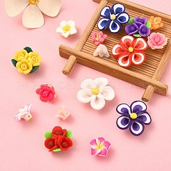 20 Stück handgefertigte Polymer-Ton-Blumenperlen im 5-Stil&nbsp;CLAY-YW0001-76