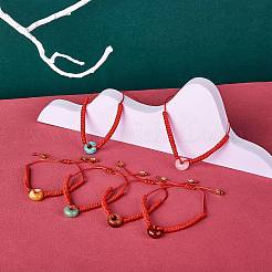 Natürliches geflochtenes Armband aus gelben Jade-Donuts&nbsp;BJEW-SW00047-04