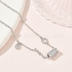 Pulseras con dijes de columna de latón con micro pavé de circonitas cúbicas transparentes&nbsp;KK-CBA6980-26P