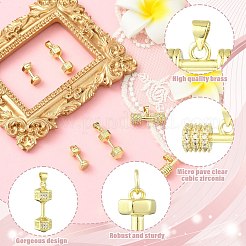 8 pièces 4 styles support placage laiton pavé cubique zircone pendentifs&nbsp;KK-CJ0003-67