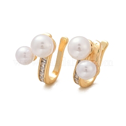 Orecchini a polsino in ottone tondo con micro pavé di zirconi cubici trasparenti&nbsp;EJEW-Z111-04G-03