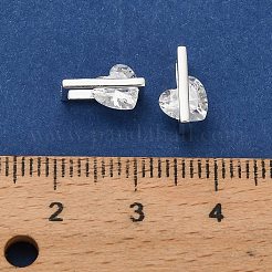 925 Sterlingsilber-Rechteck mit klarem Zirkonia und Herzanhängern&nbsp;STER-P071-17S
