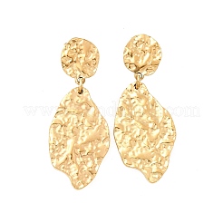 Pendientes colgantes de hoja texturizada martillada de acero inoxidable 304&nbsp;EJEW-K268-44G