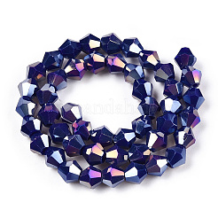 Brins de perles de verre galvanisées de couleur unie opaque&nbsp;EGLA-A039-P6mm-B10