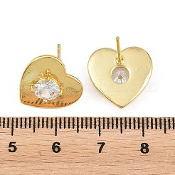 Pendientes de tuerca de circonio cúbico con micro pave de latón&nbsp;KK-Z166-02G