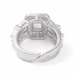 Anneaux de manchette réglables en laiton à micro-pavé de zircone cubique transparent&nbsp;RJEW-L098-002P