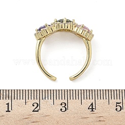 Micro cuivres ouvrent zircone cubique anneaux de manchette&nbsp;RJEW-H256-01G-01
