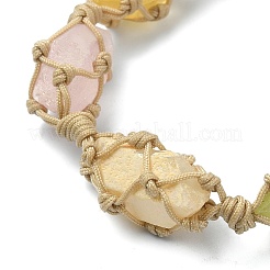 Bracelets de perles tressés en cristal de quartz naturel teint&nbsp;BJEW-TA00346-02