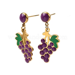 Boucles d'oreilles pendantes en forme de raisin en acier inoxydable 304&nbsp;EJEW-H163-01G