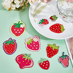 10 Stück 10 Stile Erdbeer-Polyester-Stickerei-Tuch zum Aufnähen von Applikationen&nbsp;PATC-CP0001-08B