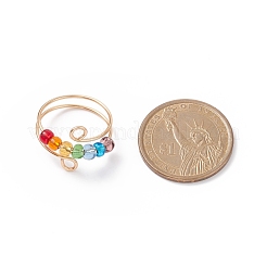 Anello polsino con perline rotanti con semi di vetro&nbsp;RJEW-JR00511-03