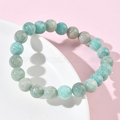 Braccialetti elastici con perline rotonde di amazzonite naturale per donna&nbsp;BJEW-Z158-03I-03