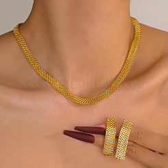 Elegante hohle breite Kettenohrringe und Halsketten-Sets aus Eisen für Frauen&nbsp;HX7434