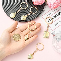 5 porte-clés pendentif médaillon en laiton&nbsp;KEYC-YW00267