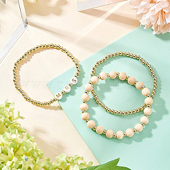 6 Stück Stretch-Armbänder-Set mit 3 Wort-Mrs-Motiven&nbsp;BJEW-BC0002-06