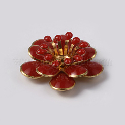Blume Messing Emaille Fassungen für Cabochon&nbsp;X-KK-K114-DM-G