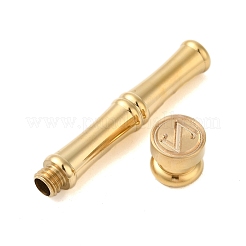 Goldfarbener Wachssiegel-Stempelkopf aus Messing mit bambusstabförmigem Griff&nbsp;LS-STAM-K001-05G-Z