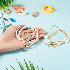 2 sachet de bracelets de cheville d'été en perles de verre de plage&nbsp;AJEW-TA0003-69F