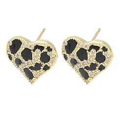 Boucles d'oreilles en laiton avec micro pavé de zircons cubiques pour femmes&nbsp;EJEW-A168-09G