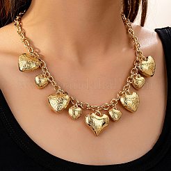 Collane bavaglino in lega con cuore testurizzato a forma di fiore per donna&nbsp;NJEW-S458-01G