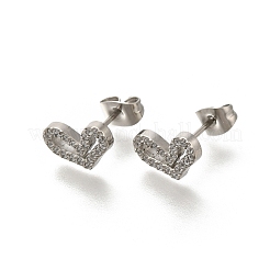 Ohrstecker aus 304 Edelstahl mit Mikropavé und klaren Zirkonia&nbsp;EJEW-H018-02P-01