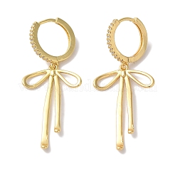 Orecchini a cerchio da donna con micro pavè di ottone bowknot e zirconi trasparenti&nbsp;EJEW-A110-02G