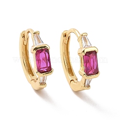 Orecchini a cerchio rettangolari con zirconi&nbsp;EJEW-P206-01G