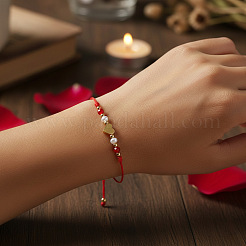Verstellbare Armbänder aus geflochtenen Messing- und Imitationsperlen&nbsp;LE7320