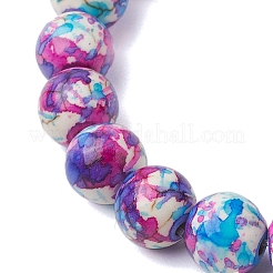 Braccialetti elasticizzati da donna con perline sintetiche turchesi rotonde tinte&nbsp;BJEW-JB10608