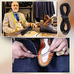 Flache Lederschnur für Schuhmacher mit Metallniete&nbsp;AJEW-WH0561-08B
