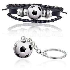 Cuthollow-Glas-Fußball-Schmuckset&nbsp;SJEW-CL0001-01
