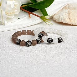 Bracelet extensible de perles rondes en jade blanc naturel&nbsp;BJEW-SW00077-12