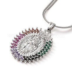 Messing pflastern bunte Zirkonia Jungfrau Maria Anhänger Halsketten&nbsp;NJEW-K273-04P