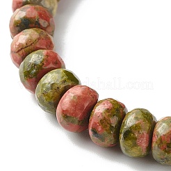 Bracelet extensible reiki perles de bois naturel unakite & wengé&nbsp;BJEW-JB06896-05
