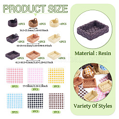 18 pz 9 stili di ornamenti in miniatura in resina per cestini rettangolari&nbsp;DIY-TA0015-49