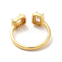 Anello polsino aperto rettangolare in zirconia cubica placcato ionicamente (ip)&nbsp;RJEW-C041-07G