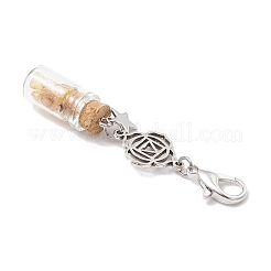 Pendentif décoratif en forme de bouteille à souhaits en verre avec éclats de lapis-lazuli&nbsp;HJEW-JM03308