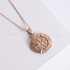 Vintage Punk Heiliger Geist Medaille flache runde Edelstahl Anhänger Herren Halsketten&nbsp;KV9313