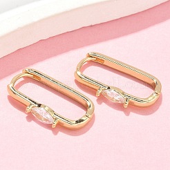 Pendientes de aro con micropavé de latón rectangular y circonitas cúbicas transparentes&nbsp;EJEW-Z102-23G