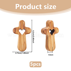 5 Stück Holzkreuz mit Herzornamenten&nbsp;AJEW-DC0003-55