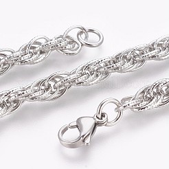 Bracciali a catena in corda di acciaio inossidabile 304 anti-appannamento&nbsp;BJEW-P235-18P