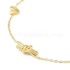 Braccialetti con maglie a forma di cuore e nodo in acciaio inossidabile placcato ionico (ip) 304 per donna&nbsp;BJEW-K254-03G