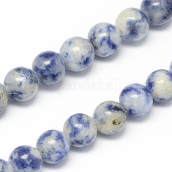 Brins de perles de jaspe de tache bleue naturelle&nbsp;X-G-R193-15-6mm