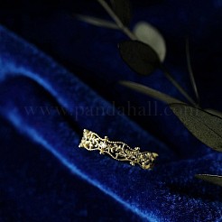 Ausgehöhlte Blatt Messing Micro Pave klare Zirkonia Fingerringe&nbsp;FS-WGFDF8C-01