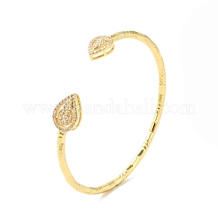 Bracciale rigido aperto a goccia con zirconi cubici trasparenti&nbsp;BJEW-G652-05G