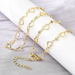 Colliers à maillons en laiton avec cœur et étoile pour femmes&nbsp;NJEW-D314-02G